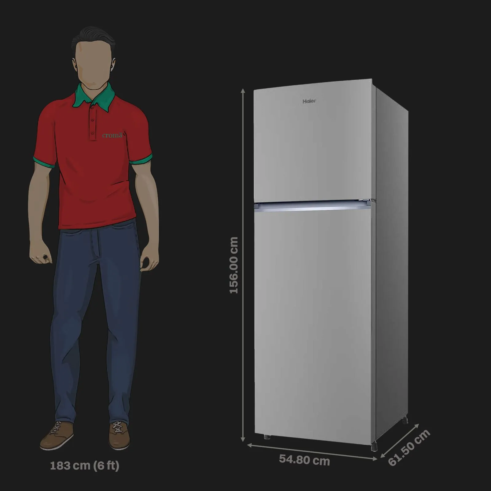 Haier 240 Litres 2 Star Frost Free Double Door Refrigerator with Stabilizer Free Operation (HRF-2902IEBS-P, Brushline Silver)